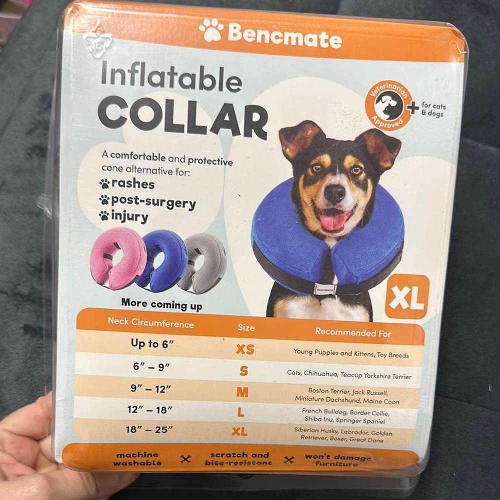 Bencmate Inflatable Collar XL for Cats & Dogs *used- will wash before sending*